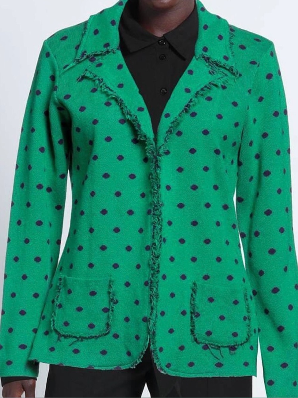NWOT Green Polka Dot Open-Front Jacket